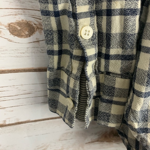 Madewell Medium Plaid Top Button Front blue white - Picture 6 of 7